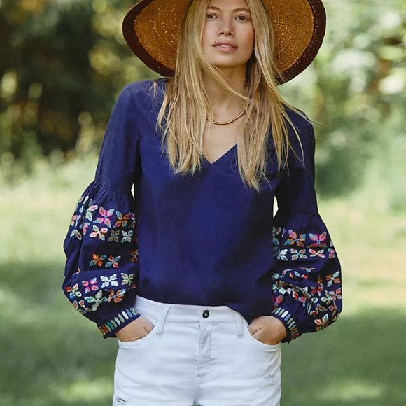 Anthropologie Tops - Anthropologie NEW Maeve Sonja Embroidered BlouSE top SIZE 0 new with tag